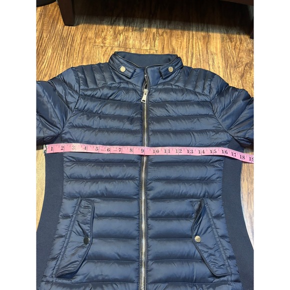 Zara Lightweight Packable Puffer Down Jacket Quilted Navy Blue Size S Duck - Picture 3 of 10